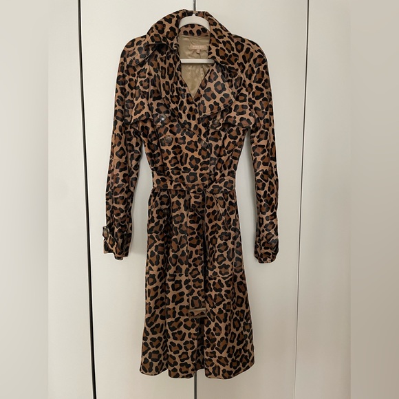 Michael Kors Collection Jackets & Blazers - Michael Kors Collection Leopard-Print Trench Coat in Brown and Black